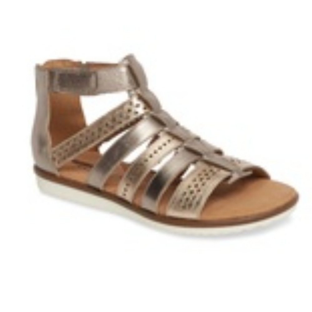 Clarks Women's Kele Lotus Gold Cushion Sole Gladiator Sandals. Sz 71/2 Like New